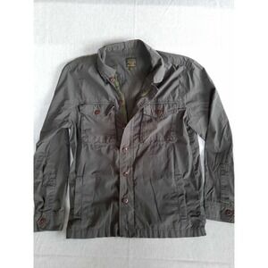 Lucky Brand & Co Men Medium Utility Sweater Camp Zip Button MilitaryGreen Pocket